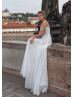 Ivory Lace Organza Scalloped Wedding Dress